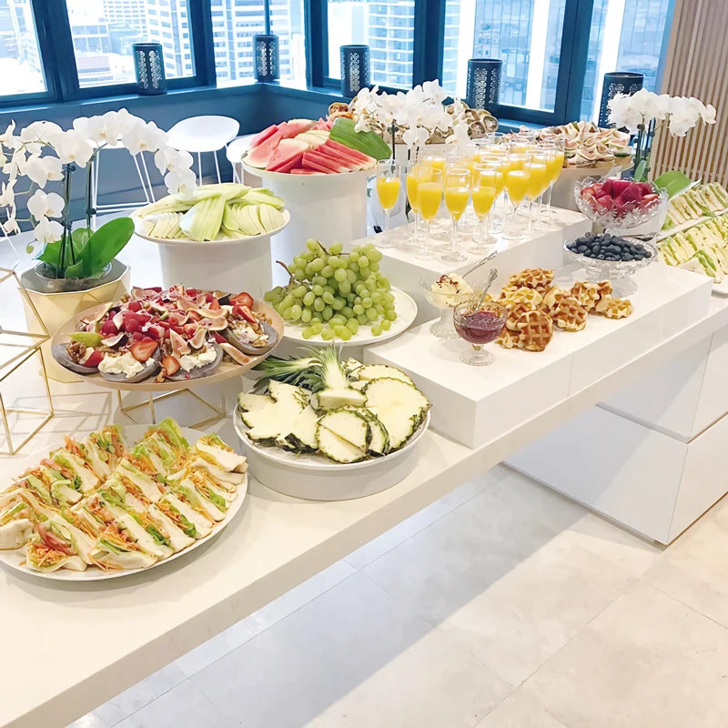 Luxury Fashion Column Buffet Pastry Display Stand Dessert Banquet Table Centerpiece Candy Bar Party Cake Fruit Drink Food Holder