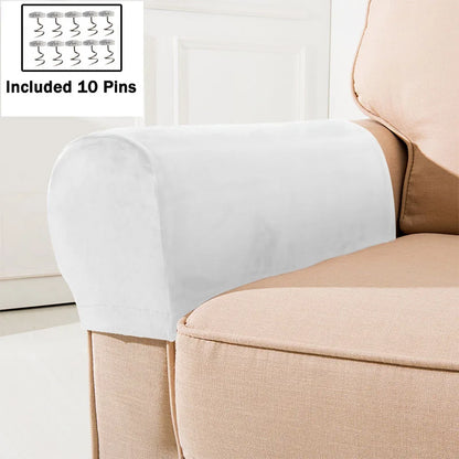 1 Pair Sofa Armrest Covers Velvet Elastic Chair Arm Covers Armrest Protectors for Living Room Included 10 pins to keep covers