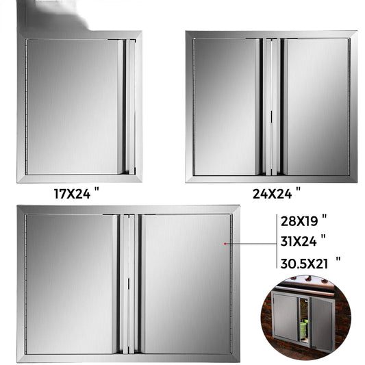 Stainless Steel BBQ Cabinet Access Door W/ Recessed Handle for Indoor/Outdoor Kitchen, BBQ Island, Kitchen Sink, Fireplace
