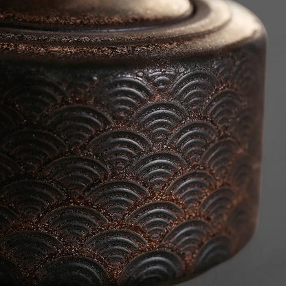 Nordic Ceramic Storage Jar with Lid Gilt Auspicious Clouds Relief Coffee Table Tea Canister Retro Seal Kitchen Cereal Dispenser