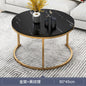 Round Tea Table Living Room Coffee Tables Marble Texture Wooden Combination Furniture Durable Table 70CM 50CM 80CM 60CM