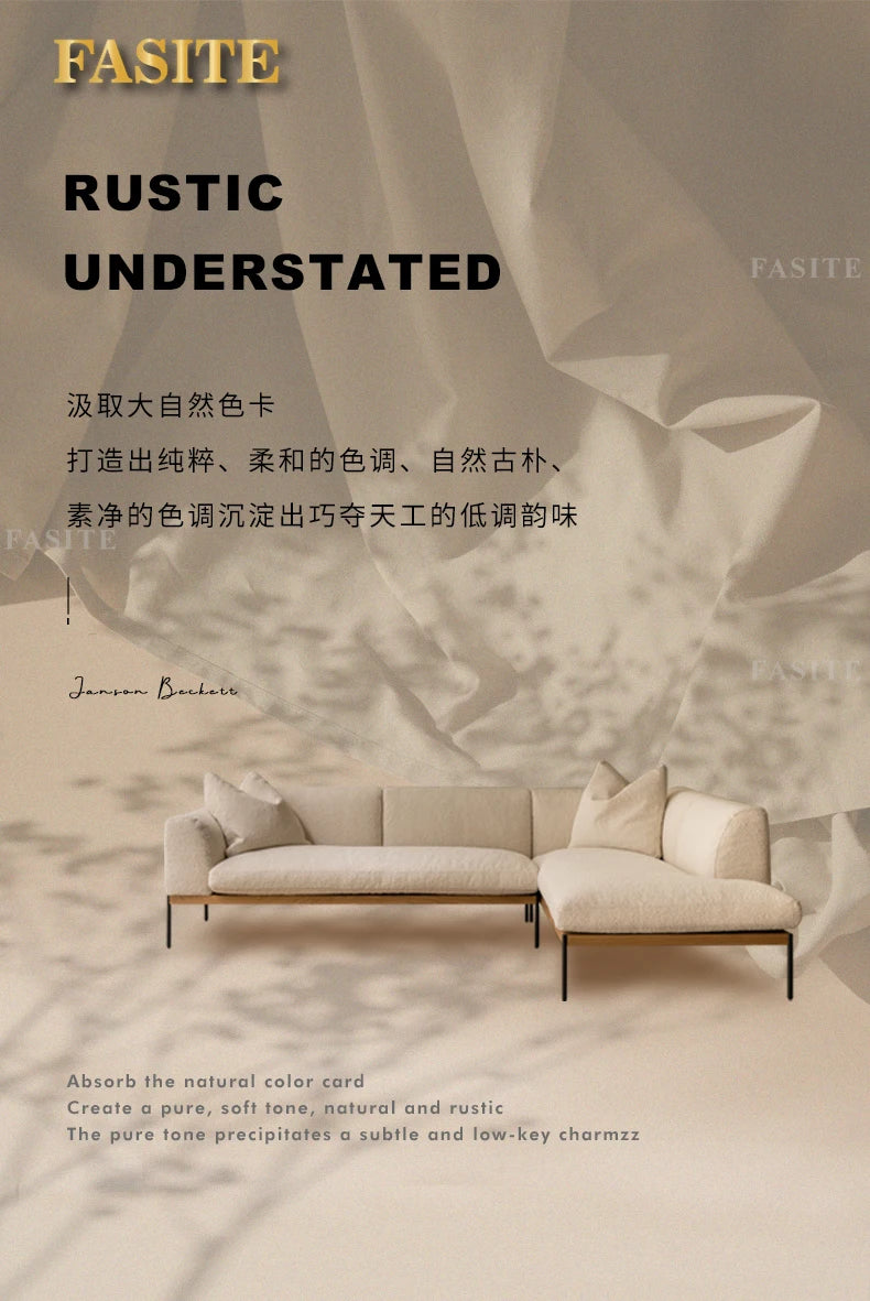 Fabric sofa living room modern simple Nordic chaise longue solid wood corner sofa combination
