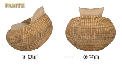 Outdoor rattan sofa combination rattan woven table and chair three piece set of leisure circular sofa furniture