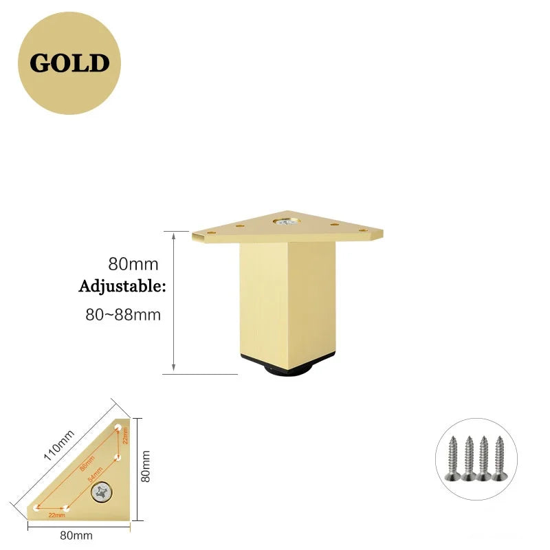 4PCS Furniture Leg Aluminum Triangular Square Sofa Leg with Screw Thickening Metal Furniture Feet Bathroom Cabinet Coffee Table