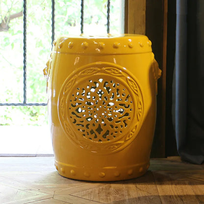 Jingdezhen Ceramic Stool Hand-painted Bamboo Round Drum Stool Bamboo Safety Circular Stool Outdoor Balcony Bathroom Stool