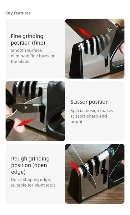 4in1 Multifunctional Sharpening Stone Quick Knife Sharpener Handheld Stainless Steel Blade Kitchen Appliance Kitchen Accessories