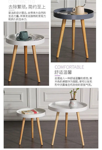 Nordic Furniture Small Coffee Tables Family Modern Balcony Live Room Bedroom Sofa Side Corner Movable Tray Round Table Assembly
