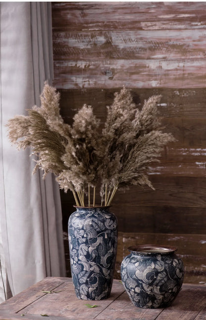 Jingdezhen Retro Literature And Art New Chinese Ceramic Vase Homestay Hotel TV Cabinet With Dried Flower Decorations