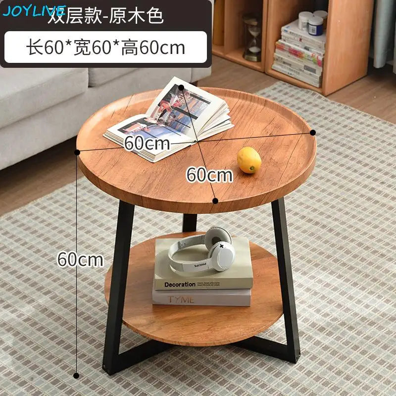 JOYLIVE Tea Table Simple Modern Sofa Side Table Household Round Double-layer Side Table 2022 New Dropshipping