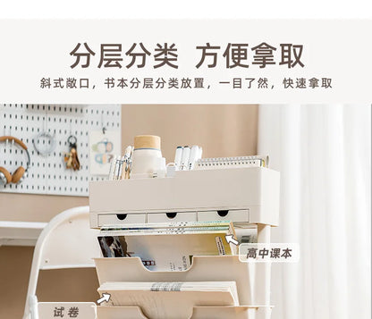 Classroom Desk Storage Shelf Sub-study Movable Large-capacity Bookshelf Children's Room Book Storage Artifact