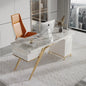 Modern Design Luxury Gold Stainless Steel Computer Table Working Desk with sintered stone for home office furniture set