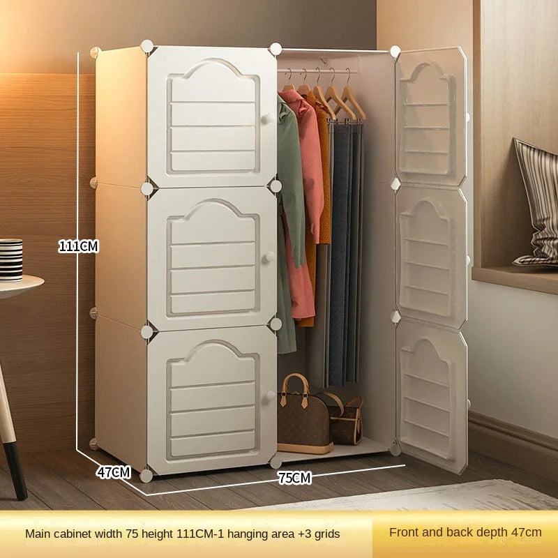 Household Bedroom Dustproof Clothes Cabinets Plastic Collapsible Durable Storage Rack Of Foldable Simplicity Wardrobe Furniture