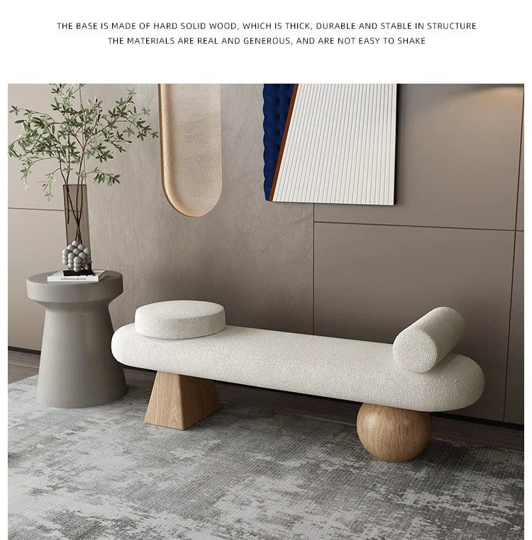 Nordic Solid Wood Shoe Stool Creative Wool Sofa Doorway Senior Sense Cloakroom Living Room Porch Household Fitting Rest Bench