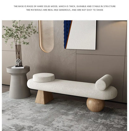 Nordic Solid Wood Shoe Stool Creative Wool Sofa Doorway Senior Sense Cloakroom Living Room Porch Household Fitting Rest Bench