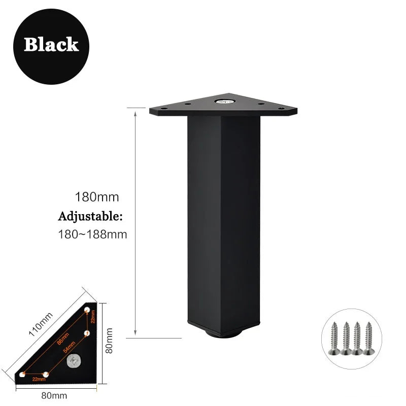 4PCS Furniture Leg Aluminum Triangular Square Sofa Leg with Screw Thickening Metal Furniture Feet Bathroom Cabinet Coffee Table