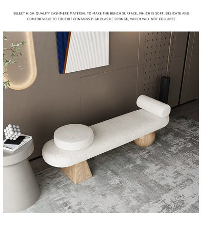 Nordic Solid Wood Shoe Stool Creative Wool Sofa Doorway Senior Sense Cloakroom Living Room Porch Household Fitting Rest Bench