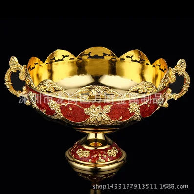 Zinc alloy stainless steel metal European double ear fruit bucket KTV ornament double ear fruit bucket Snack plate