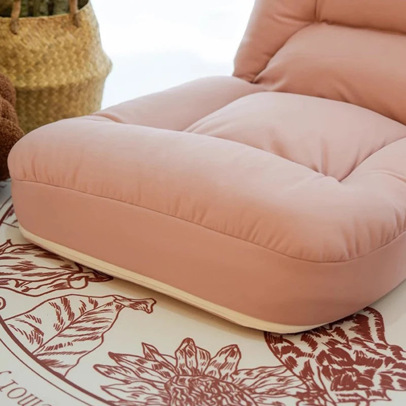 Folding Lounger Home Balcony Living Room Folding Chair Leisure Balcony Lazy Sofa Tatami With Pillow Modern Backrest Deck Chair