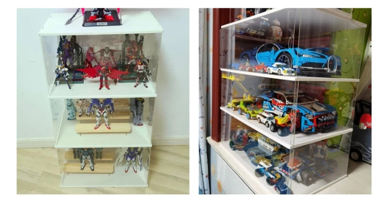 Acrylic Display Case w/h Door Countertop Organizer Dustproof Showcase for Figure/Toy/Collectibles/Gundam/Car/Model/Lego/BlindBox