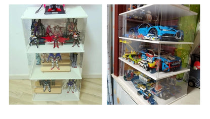 Acrylic Display Case w/h Door Countertop Organizer Dustproof Showcase for Figure/Toy/Collectibles/Gundam/Car/Model/Lego/BlindBox