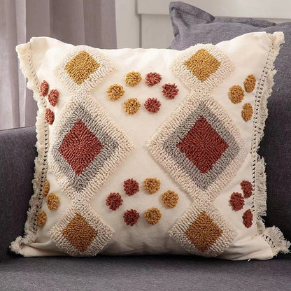 Boho Style Cushion cover Ivory Burt Orang Decoration Pillow Cover 45x45cm/30x50cm Tufted for Living room Bedroom Sofa Bed Couch