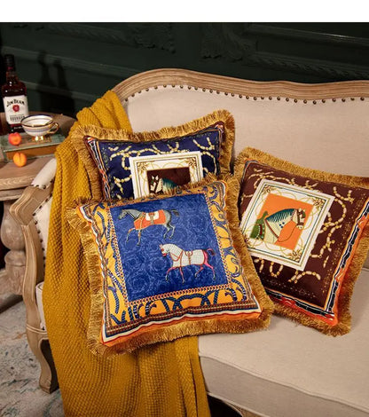 Luxury Pillow Case Horse Pattern Double Sided Velvet Hug Pillowcase Sofa Office Living Room Car Decoration Cushion Cover 45*45cm