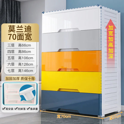 78 wide thickened plastic drawer storage cabinet, baby children's wardrobe, toys, multi-layer storage cabinet, chest of drawers