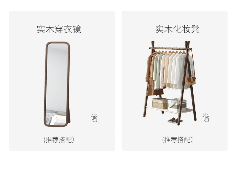 Qf Modern Minimalist Solid Wood Dresser Desk Integrated Mirror Foldable Makeup Table