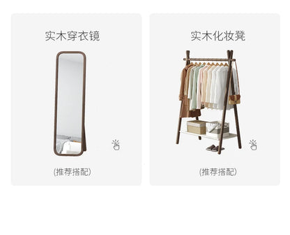 Qf Modern Minimalist Solid Wood Dresser Desk Integrated Mirror Foldable Makeup Table