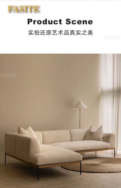 Fabric sofa living room modern simple Nordic chaise longue solid wood corner sofa combination