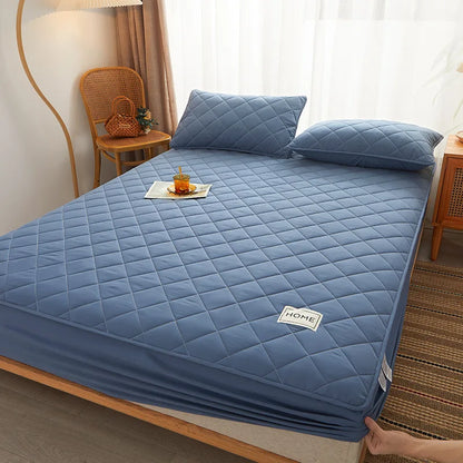 Cotton Thicken Quilted Mattress Cover Anti-bacterial Mattress Protector Topper Pad Soft Fitted Sheet Not Including Pillowcase