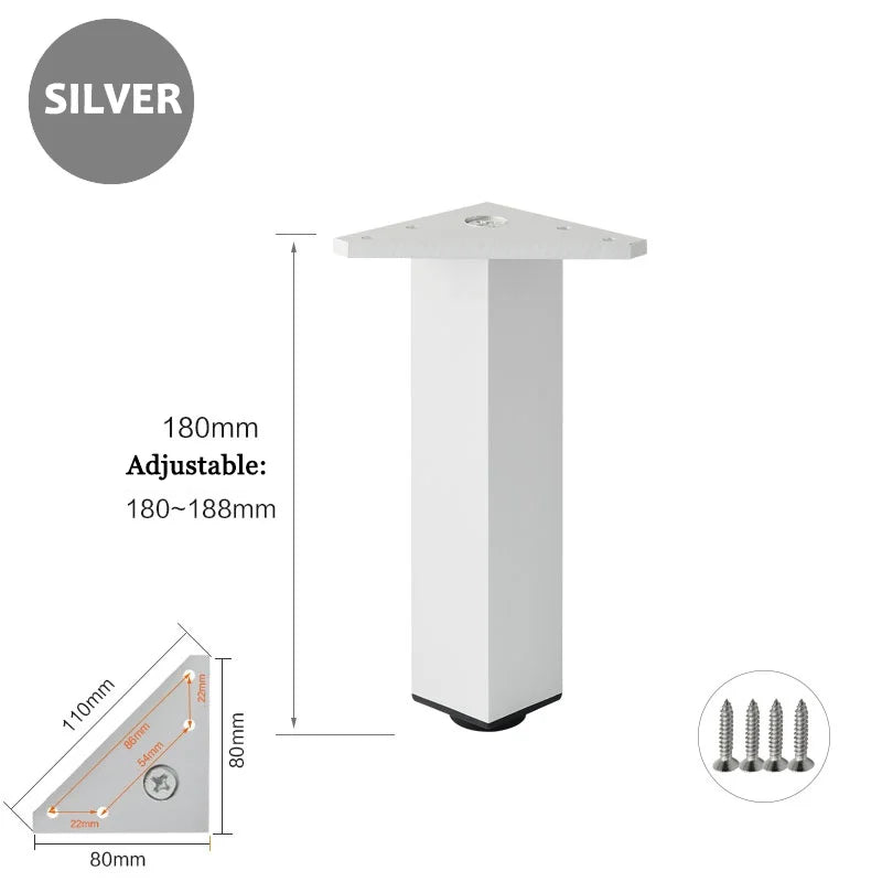 4PCS Furniture Leg Aluminum Triangular Square Sofa Leg with Screw Thickening Metal Furniture Feet Bathroom Cabinet Coffee Table
