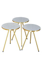 3 PIECE COFFEE TABLE, GOLD METAL FEET