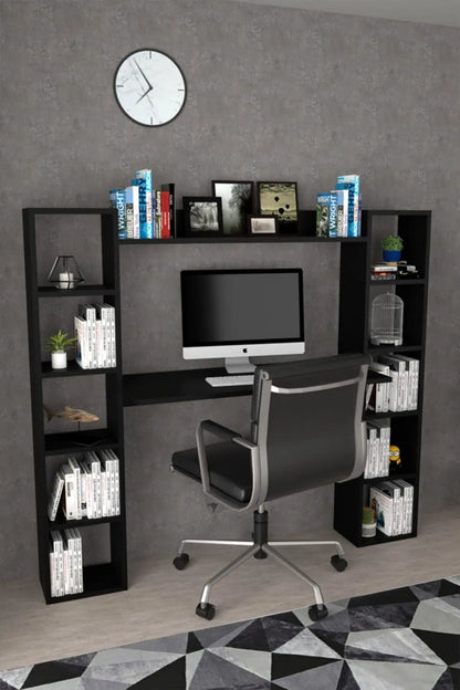 Double Bookshelf Desk Computer Desk With Bookshelf Bookcase Writing Desks For Home Studying Gaming Work Table Office Furnitures