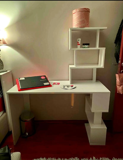 Ocean New Modern Computer Desk With Bookshelf Bookcase Writing Desks For Home Studying Gaming Work Table Office Furnitures