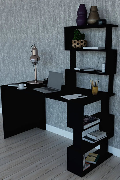 Ocean New Modern Computer Desk With Bookshelf Bookcase Writing Desks For Home Studying Gaming Work Table Office Furnitures