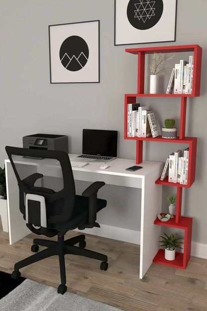 Desk Modern Computer Desk With Bookshelf Bookcase Writing Desks For Home Studying Gaming Work Bedroom Table Office Furnitures...