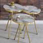 3 PIECE COFFEE TABLE, GOLD METAL FEET