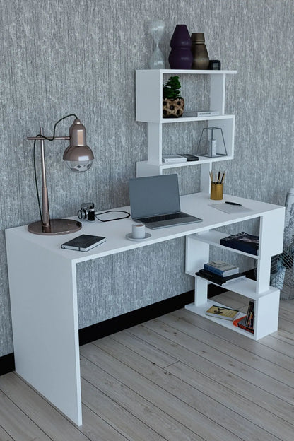 Ocean New Modern Computer Desk With Bookshelf Bookcase Writing Desks For Home Studying Gaming Work Table Office Furnitures