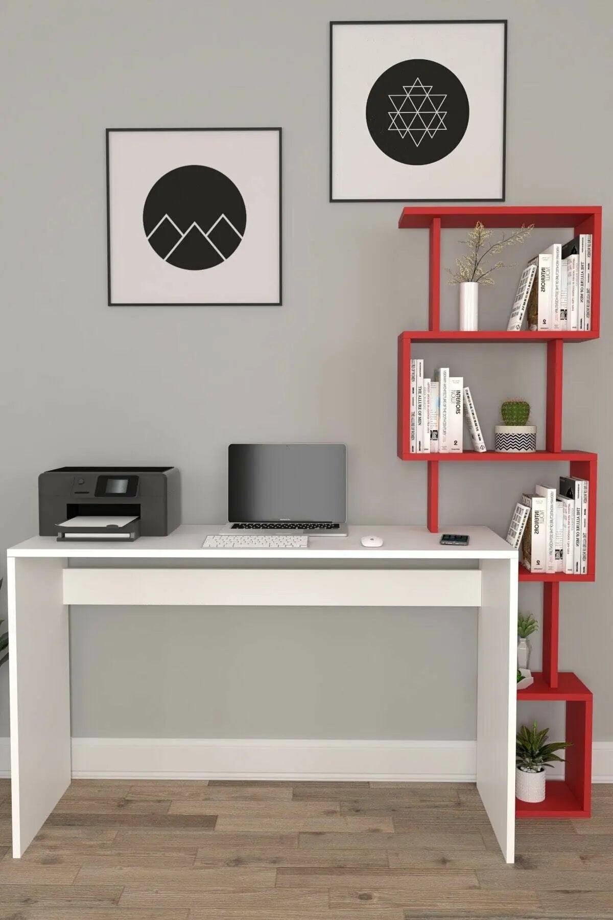 Desk Modern Computer Desk With Bookshelf Bookcase Writing Desks For Home Studying Gaming Work Bedroom Table Office Furnitures...