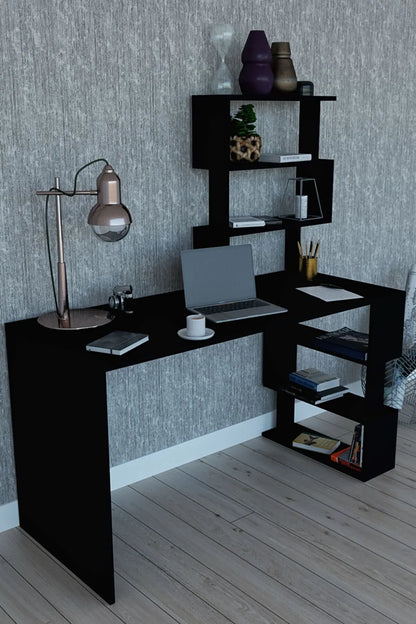 Ocean New Modern Computer Desk With Bookshelf Bookcase Writing Desks For Home Studying Gaming Work Table Office Furnitures