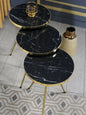 3 PIECE COFFEE TABLE, GOLD METAL FEET