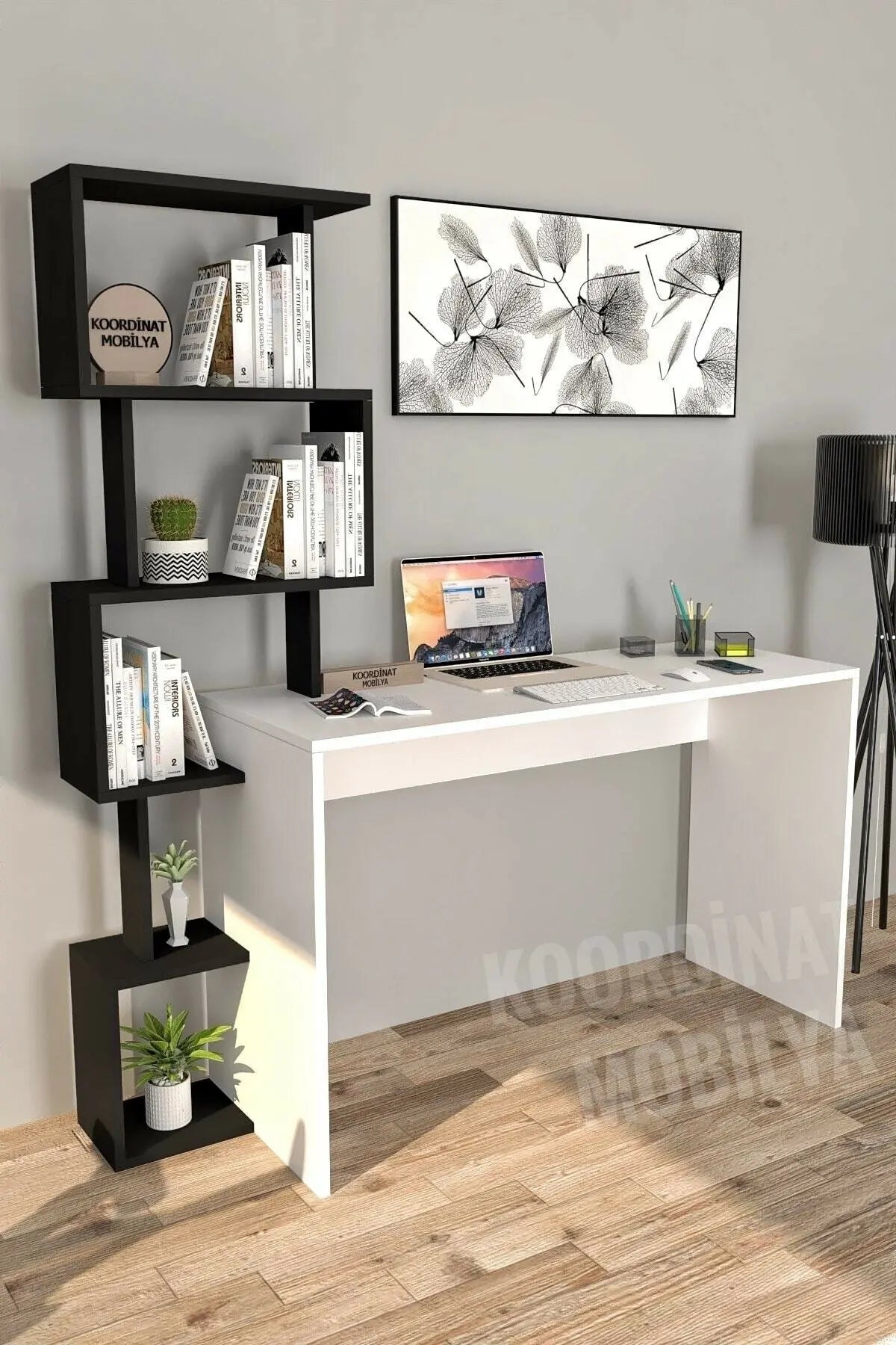 Desk Modern Computer Desk With Bookshelf Bookcase Writing Desks For Home Studying Gaming Work Bedroom Table Office Furnitures...
