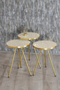 3 PIECE COFFEE TABLE, GOLD METAL FEET