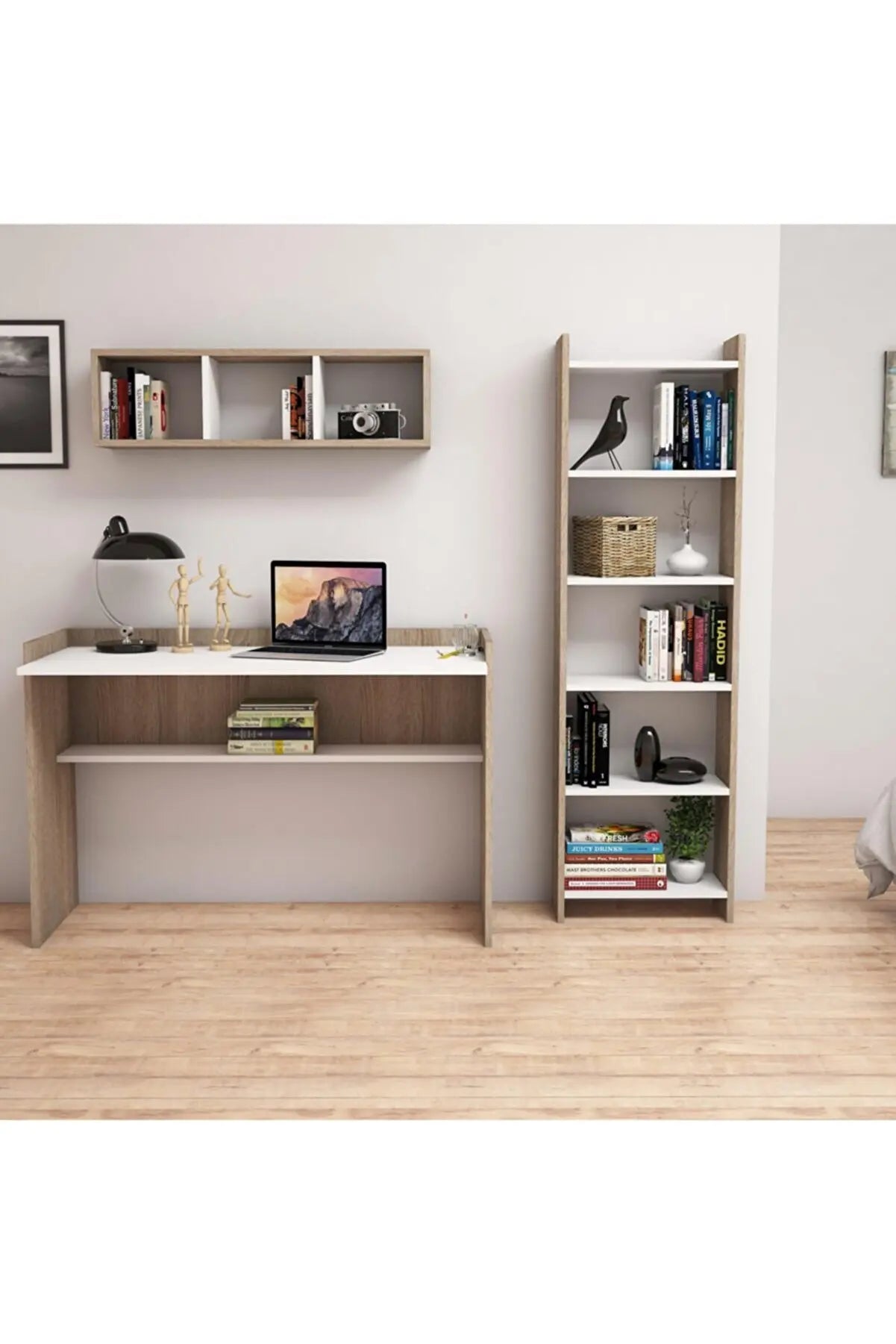 Hurrem Study desk Bookcase Shelf set office furniture computer desk business room furniture decorative walnut white antrachite.