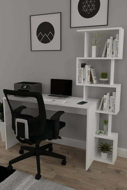 Desk Modern Computer Desk With Bookshelf Bookcase Writing Desks For Home Studying Gaming Work Bedroom Table Office Furnitures...