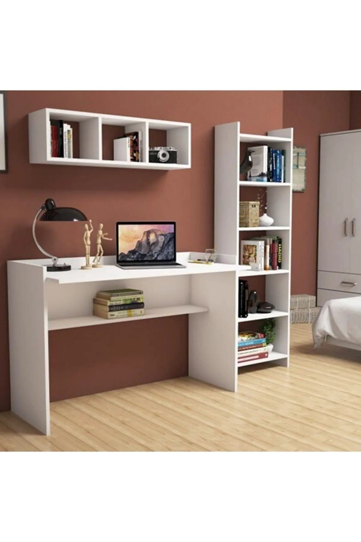 Hurrem Study desk Bookcase Shelf set office furniture computer desk business room furniture decorative walnut white antrachite.